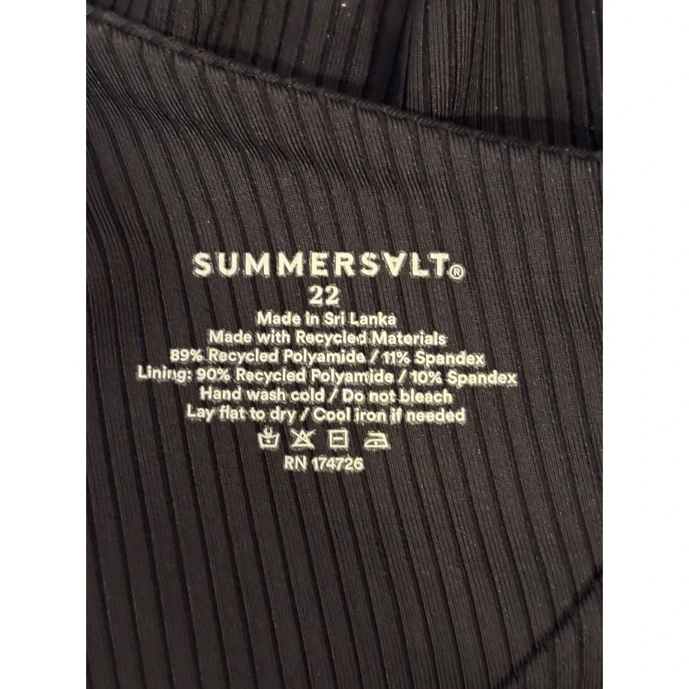 SUMMERSALT Black Ribbed‎ Sidestroke  One Piece Swimsuit Bathing Suit 22